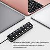 Aluminum 7-Port USB 3.0 Hub 120cm Cable Sub-Control Switch 5Gbps LED Indicator HUB Chargeable Splitter for Multi USB Devices (Color : Silver) (Black) view 4