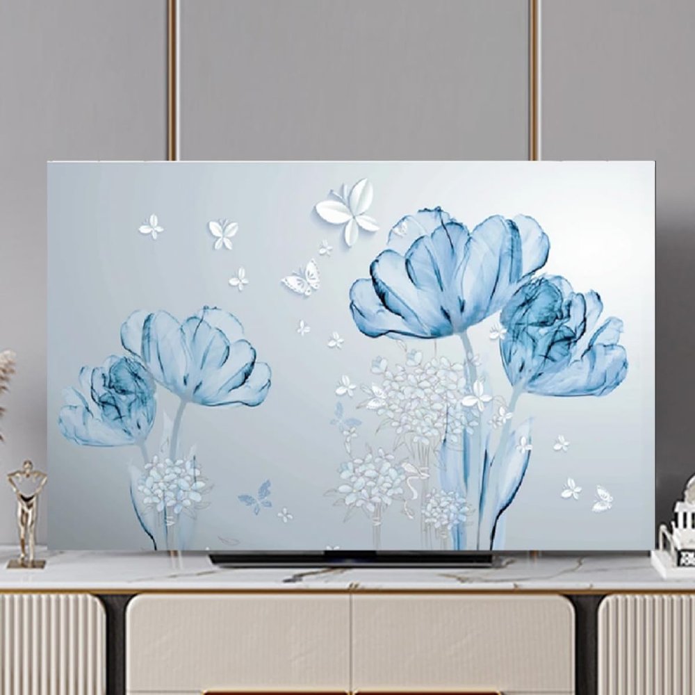 GSGC TV Cover TV Dustproof Cover Indoor 32-80 Inches TV Screen Protectors Soft Universal Flat Display Protector LED LCD Monitor Computer Painting Print Fabric Protector Cover Living Room Decorations