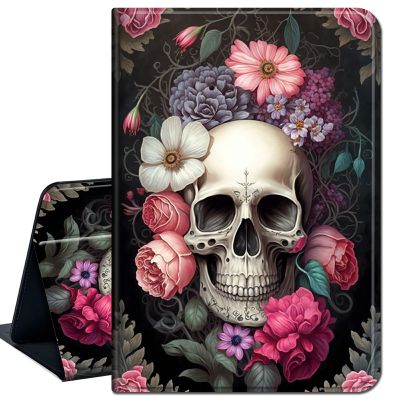 Case for 6.8" Kindle Paperwhite (11th Generation-2021) and Kindle Paperwhite Signature Edition,Slim Lightweight Smart Shell Stand Cover with Auto Wake/Sleep,Rose Flower Skull