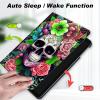 Case for 6.8" Kindle Paperwhite (11th Generation-2021) and Kindle Paperwhite Signature Edition,Slim Lightweight Smart Shell Stand Cover with Auto Wake/Sleep,Skull Pink Rose Flower view 4