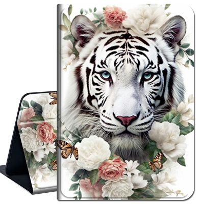 Case for 6.8" Kindle Paperwhite (11th Generation-2021) and Kindle Paperwhite Signature Edition,Slim Lightweight Smart Shell Stand Cover with Auto Wake/Sleep,White Tiger/Butterfly