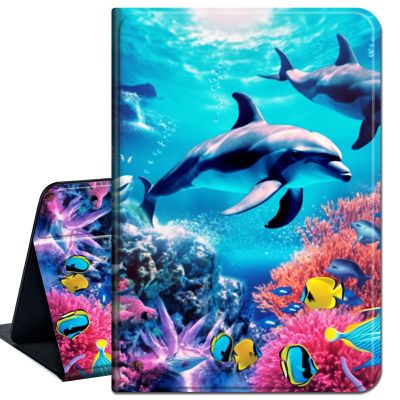 Case for 6.8" Kindle Paperwhite (11th Generation-2021) and Kindle Paperwhite Signature Edition,Slim Lightweight Smart Shell Stand Cover with Auto Wake/Sleep,Deep Sea Corals Dolphin