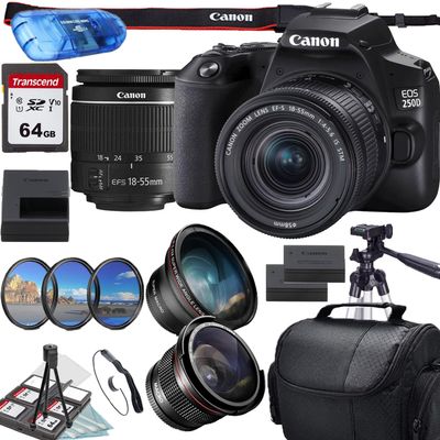 Canon EOS 250D / Rebel SL3 DSLR Camera with EF-S 18-55mm f/4-5.6 is STM Lens + Accessory Bundle (Renewed)