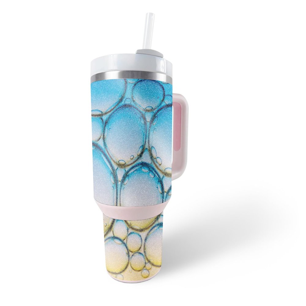 MightySkins Glossy Glitter Skin Compatible with Stanley The Quencher H2.0 FlowState 30 Oz Tumbler - Sunrise Bubbles | Protective, Durable High-Gloss Glitter Finish | Easy to Apply