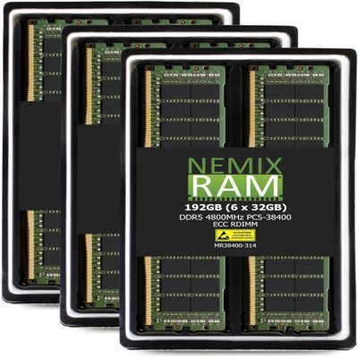 NEMIX RAM 192GB (6X32GB) DDR5 4800MHZ PC5-38400 1Rx4 1.1V CL40 288-PIN ECC RDIMM Registered Server Memory KIT Compatible with Cisco UCS X210c M7 Compute Node