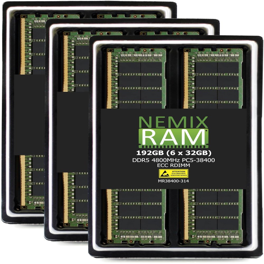 NEMIX RAM 192GB (6X32GB) DDR5 4800MHZ PC5-38400 1Rx4 1.1V CL40 288-PIN ECC RDIMM Registered Server Memory KIT Compatible with Cisco UCS X210c M7 Compute Node