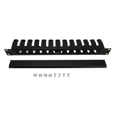 Gavigain 2U Rack Mount Cable Management,Rack Cable Management Sleeves Horizontal Rack Mount Cable Management 12 Slot Cable Management Clips Cable Rack with Panel Cover for Wall Shelf Mount