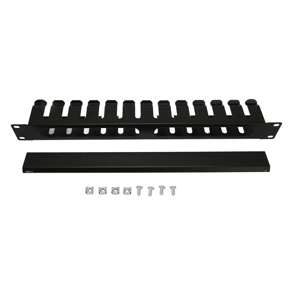 Gavigain 2U Rack Mount Cable Management,Rack Cable Management Sleeves Horizontal Rack Mount Cable Management 12 Slot Cable Management Clips Cable Rack with Panel Cover for Wall Shelf Mount