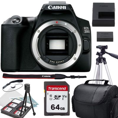 Canon EOS 250D / Rebel SL3 DSLR Camera (Body only) + Camera Shoulder Bag + Accessory Bundle (Renewed)