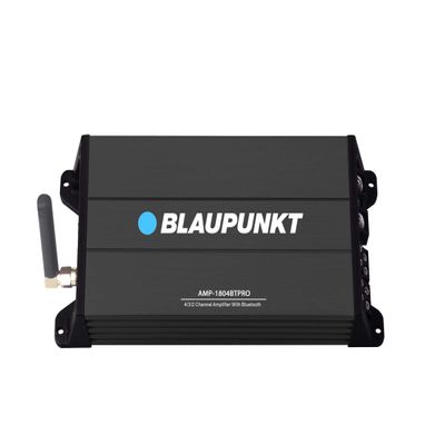 Blaupunkt AMP-1804BTPRO 1600W 4-Channel Amplifier with Bluetooth - 2 Ohm Stable, High and Low Pass Filter, Crossover, 10Hz - 30kHz Frequency Range, Slim & Compact Design for Under Seat Installation