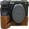 A6700 Case, BMAOLLONGB Handmade PU Leather Half Camera Case Bag Cover Bottom Opening Version for Sony Alpha A6700 with Hand Strap (Coffee) view 2
