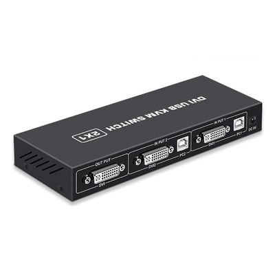 DVI KVM Switch 2-port DVI Screen Splitter 2 In 1 Out Adapter for Keyboard and Mouse Printer Computer Shared Switcher Hub