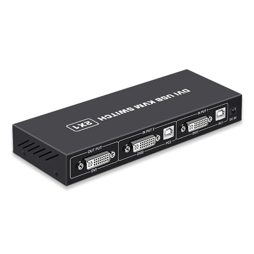 DVI KVM Switch 2-port DVI Screen Splitter 2 In 1 Out Adapter for Keyboard and Mouse Printer Computer Shared Switcher Hub