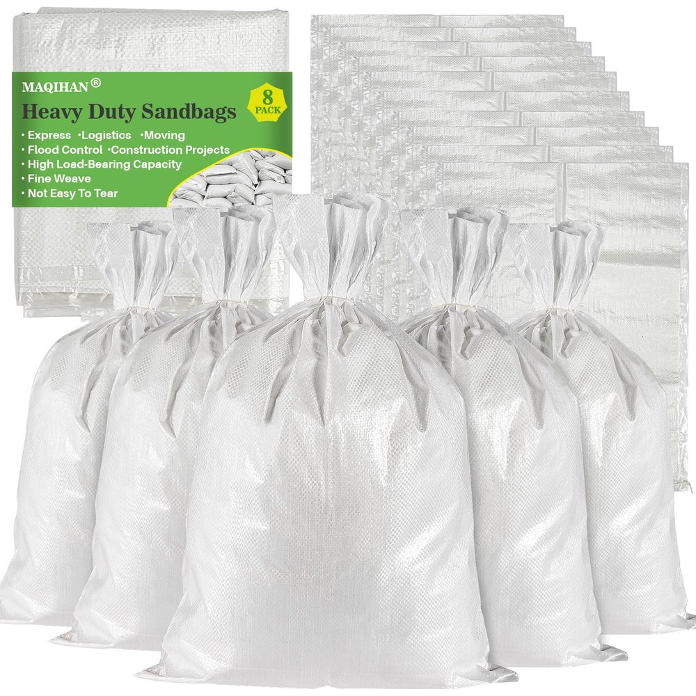 MAQIHAN Empty Sand Bags - 8PCS Woven Polypropylene Heavy Duty Tear Resistant Sandbags for Hurricane Sand Bags for Flooding Construction Project Storing Dry Materials