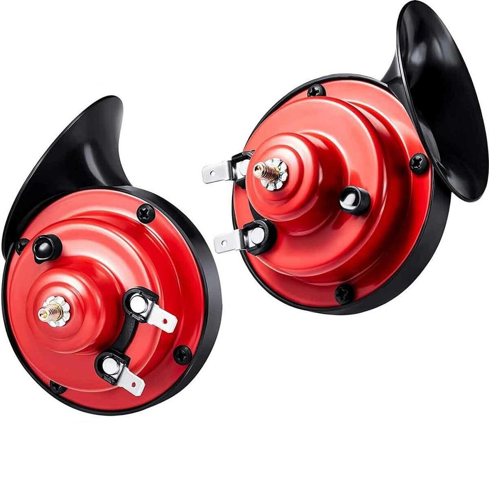 300db Car Horn 2 pack 12v waterproof double horn, used for trucks, trains and ships, electric snails for cars, motorcycles, alternative electronic parts for cars (red)