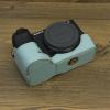 A6700 Case, BMAOLLONGB Handmade PU Leather Half Camera Case Bag Cover Bottom Opening Version for Sony Alpha A6700 with Hand Strap (Blue) view 2