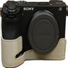 A6700 Case, BMAOLLONGB Handmade PU Leather Half Camera Case Bag Cover Bottom Opening Version for Sony Alpha A6700 with Hand Strap (White) view 1