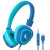 Kids Headphones for School, 2025 Upgrade USB Type C Kids Headphone with Microphone, Wired Boys Girls Headphones with Safe Limiter 85dB/95dB, Foldable On Ear Headphones for School/iPad/Tablets/Travel view 1