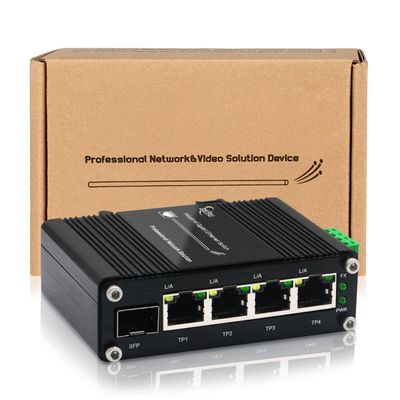Industrial 4-Port 10/100/1000Mbps Gigabit Switch with SFP Slot, 5-Port Ethernet Switch Supporting Din-Rail, 10 Gbps Switching Capacity, Plug & Play