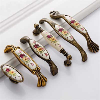 YEAHSO Furniture Handles Vintage Drawer Pulls Ceramic Door Knobs for Kitchen Cupboard Cabinet Hardware Decor 1Pcs (Color : 3038 128mm)