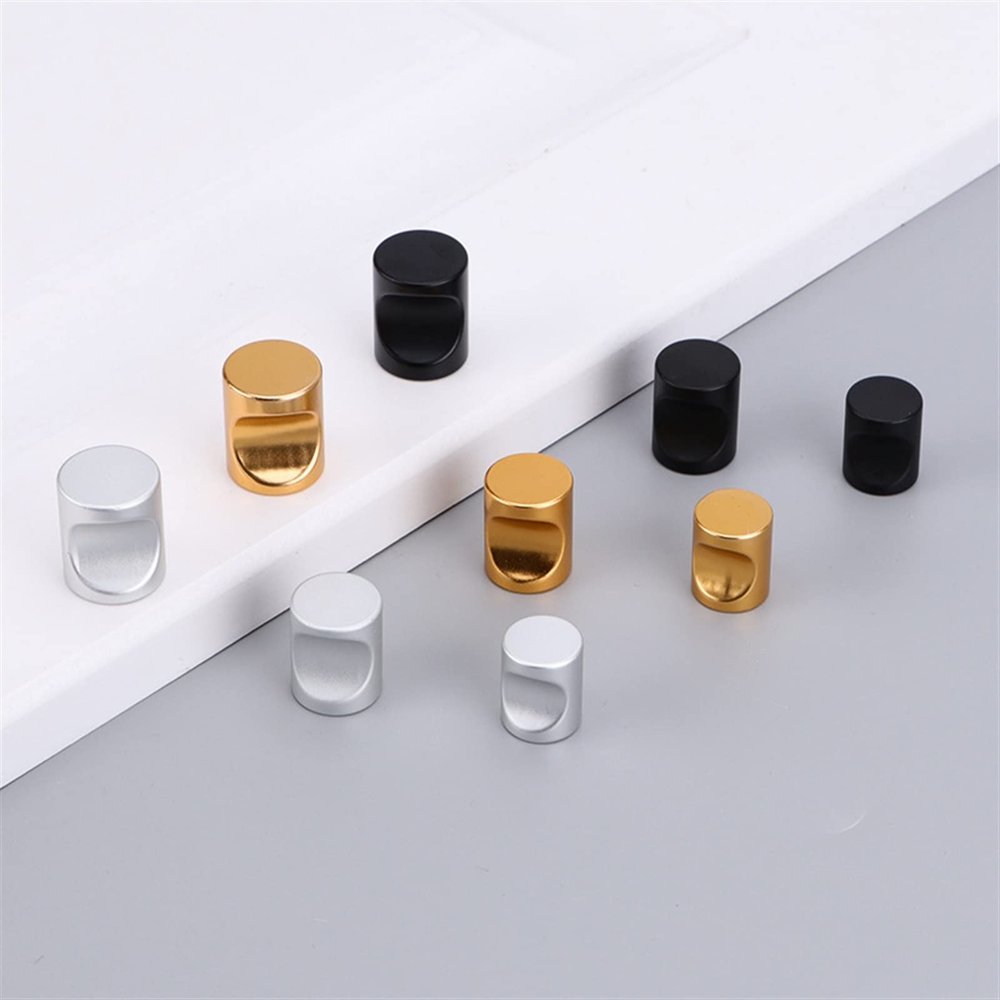 YEAHSO Modern Simple Round Thumb Handle Drawer Wardrobe Cabinet Door Knobs and Pulls Solid Space Aluminum Black/Silver Furniture Handle 1Pcs (Color : Black, Size : Dia.20mm)