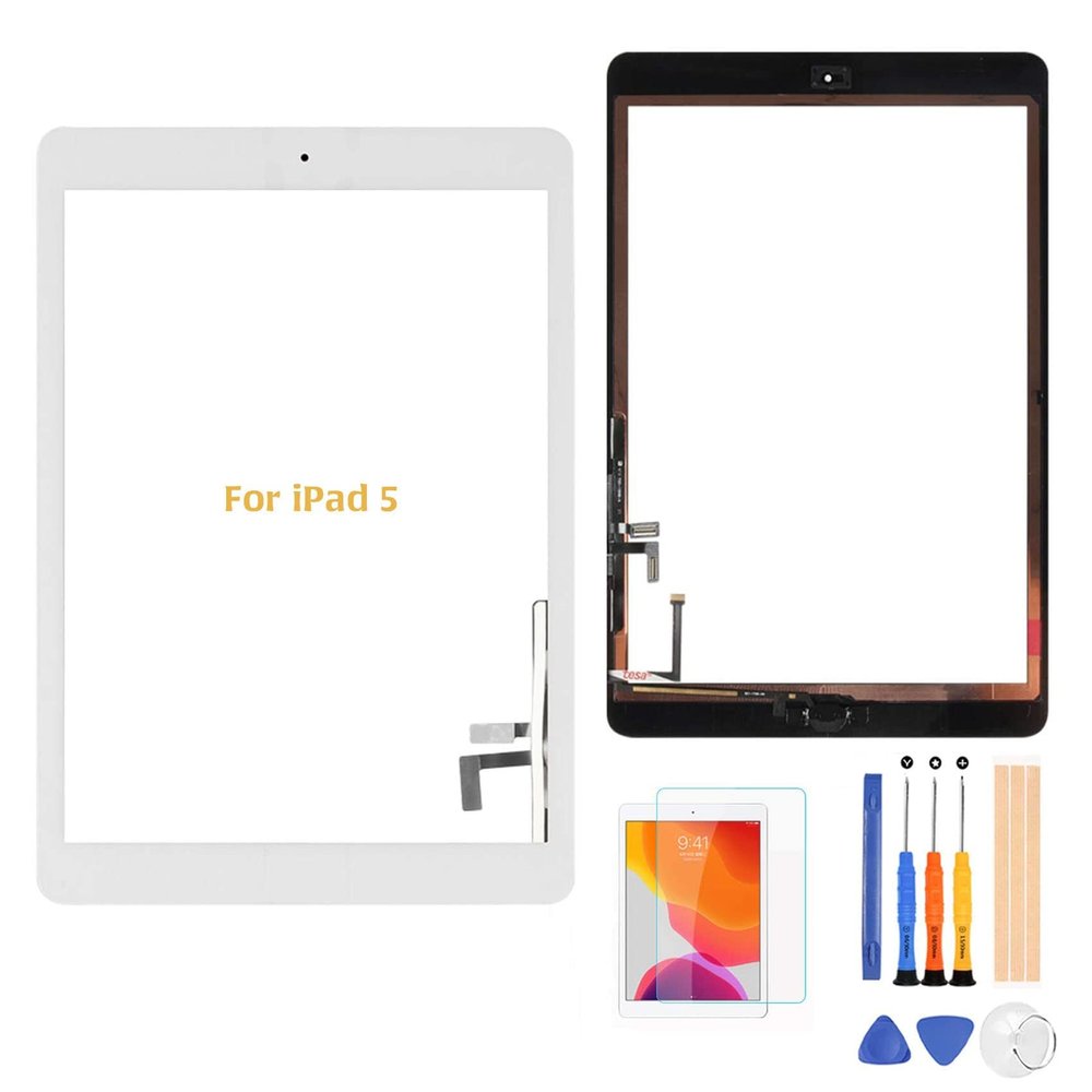A-MIND for iPad 5 2017 Touch Screen Replacement (White with Home Button) for iPad 5th Gen A1822 A1823 Touch Digitizer Touch Panel Glass Repair Tool Kits