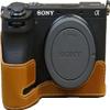 A6700 Case, BMAOLLONGB Handmade PU Leather Half Camera Case Bag Cover Bottom Opening Version for Sony Alpha A6700 with Hand Strap (Brown-A) view 1