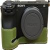 A6700 Case, BMAOLLONGB Handmade PU Leather Half Camera Case Bag Cover Bottom Opening Version for Sony Alpha A6700 with Hand Strap (Green-B) view 1