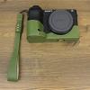 A6700 Case, BMAOLLONGB Handmade PU Leather Half Camera Case Bag Cover Bottom Opening Version for Sony Alpha A6700 with Hand Strap (Green-B) view 3