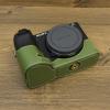 A6700 Case, BMAOLLONGB Handmade PU Leather Half Camera Case Bag Cover Bottom Opening Version for Sony Alpha A6700 with Hand Strap (Green-B) view 4