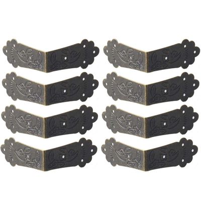 TEMKIN Corner Protector Decorative MetalDesk Edge Decorative,Metal Furniture Box Guards Corners Edge Tabledecorative Angle Brace,Retro Box Vintage Bronze Tone Guard Edge Cover Book Table Desk Jewelry
