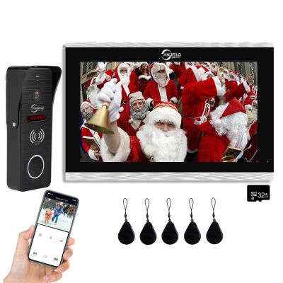 WiFi Video Doorbell Apartment Intercom 10 inch Touch Monitor System Wired 1080P Video Entry Doorphone Door Camera TUYA Smart Home Door Phone Kits RFID Card for Home Villa,32G