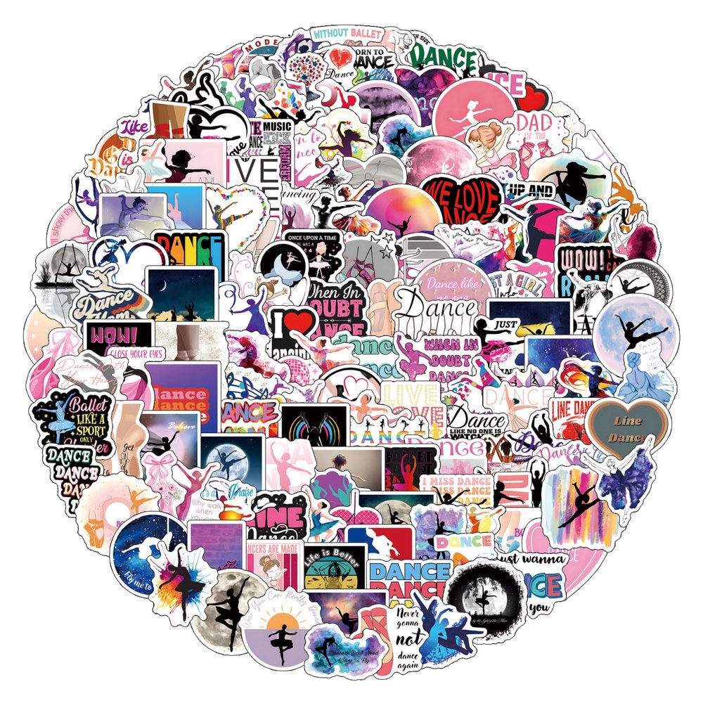 206Pcs Ballet Dance Stickers Pack,Vinyl Waterproof Sticker Decals for Water Bottle,Laptop,Phone,Skateboard,Scrapbooking,Bumper Decor for Fans for Party Supply