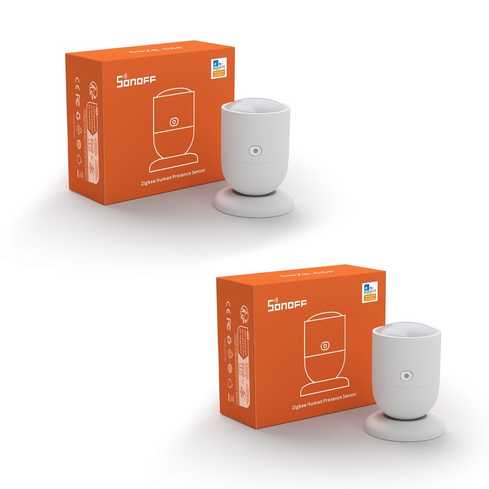SONOFF Zigbee Human Presence Sensor, SNZB-06P Zigbee Smart Motion Detector with 5.8GHZ cmWave Radar, Requires ZigBee Bridge (2-Pack)