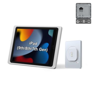 EMONITA Magnetic Wall Mount with Charging Case A7 for iPad (9th / 8th / 7th Generation) 10.2-Inch. PoE and DC up to 18W Quick Charge, Strong Magnets, 360 Rotation