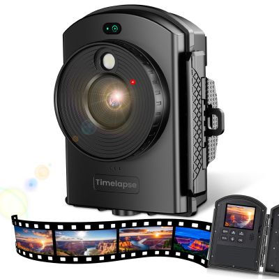 Caupureye Time Lapse Camera - Timelapse Camera with Infrared Positioning & LED Light, 180 Days Shooting, 1080P AVI Videos & Photos for Outdoor Construction, Cooking, Plant Growth, Landscape(64GB)