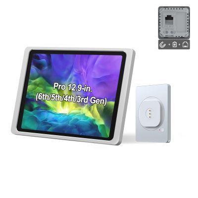 EMONITA Magnetic Wall Mount with Charging Case A10 for iPad Pro (6th / 5th / 4th / 3rd Generation) 12.9-Inch. PoE and DC up to 18W Quick Charge, Strong Magnets, 360 Rotation
