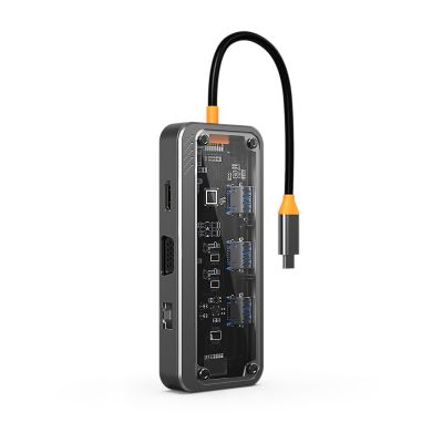 Docking Station Dual Monitor ZOMANON 10 in 1 USB C Laptop Docking Station with HDMI 4K, VGA, 3 USB3.0 Port, PD 100W, SD/TF, 3.5mm Audio, 1000M Ethernet Multiport Adapter for MacBook Air Pro Dell HP