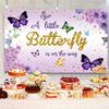 10x6.5ft Butterfly Baby Shower Backdrop Purple Flowers A Little Butterfly is On The Way Photography Background Girls Baby Shower Party Banner Decorations Supplies Photo Booth Props view 4