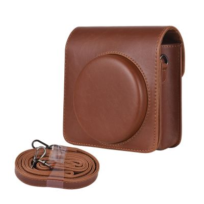 Andoer Instant Camera Storage Case PU Leather Magnetic Buckle with Shoulder Strap Compatible with Fujifilm Instax Square SQ40/SQ1, Brown