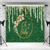 15x10ft Greenery Baby Shower Backdrop Green Leaf Grass Wall White Flower Photography Background Oh Baby Party for Girl or Boy Cake Table Decorations Supplies Photo Booth Props view 4