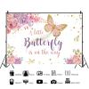 10x6.5ft Butterfly Baby Shower Backdrop for Girl A Little Butterfly is on The Way Pink Flower Photography Background Little Princess Baby Shower Party Decorations Supplies Photo Booth Props view 2
