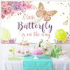 10x6.5ft Butterfly Baby Shower Backdrop for Girl A Little Butterfly is on The Way Pink Flower Photography Background Little Princess Baby Shower Party Decorations Supplies Photo Booth Props view 3