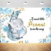 15x10ft Blue Elephant Backdrop Baby Boy Shower Photography Background A Little Peanut is On The Way Banner Flowers Baby Shower Party Decorations Supplies Photo Booth Props view 1