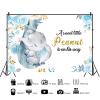 15x10ft Blue Elephant Backdrop Baby Boy Shower Photography Background A Little Peanut is On The Way Banner Flowers Baby Shower Party Decorations Supplies Photo Booth Props view 2