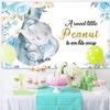 15x10ft Blue Elephant Backdrop Baby Boy Shower Photography Background A Little Peanut is On The Way Banner Flowers Baby Shower Party Decorations Supplies Photo Booth Props view 3