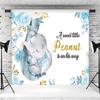 15x10ft Blue Elephant Backdrop Baby Boy Shower Photography Background A Little Peanut is On The Way Banner Flowers Baby Shower Party Decorations Supplies Photo Booth Props view 4