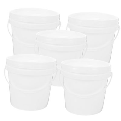 MAGICLULU 5pcs Plastic Multipurpose Bucket with Lid and Handle Food-Grade Sealed Water Buckets for Home Camping and Ranch Use and Portable Storage