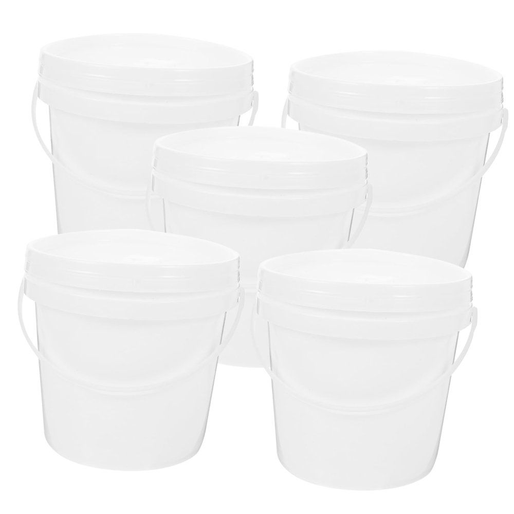 MAGICLULU 5pcs Plastic Multipurpose Bucket with Lid and Handle Food-Grade Sealed Water Buckets for Home Camping and Ranch Use and Portable Storage