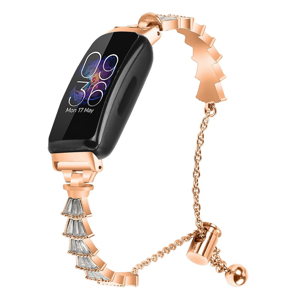 Compatible with Fitbit inspire 2 Bands Women, Adjustable Elegant style Stainless steel metal with diamonds Bands Compatible with Fitbit Inspire HRInspire bands Women (inspire 2, Rose Gold)